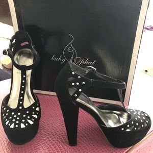 Baby Phat black heels with silver studs